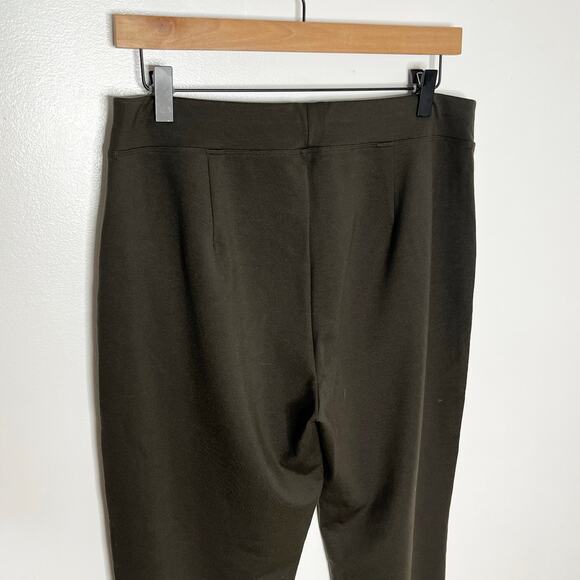 Eileen Fisher Washable Flex Ponte Slim Pants Women M Olive Green Pull-On Stretch - Picture 7 of 9